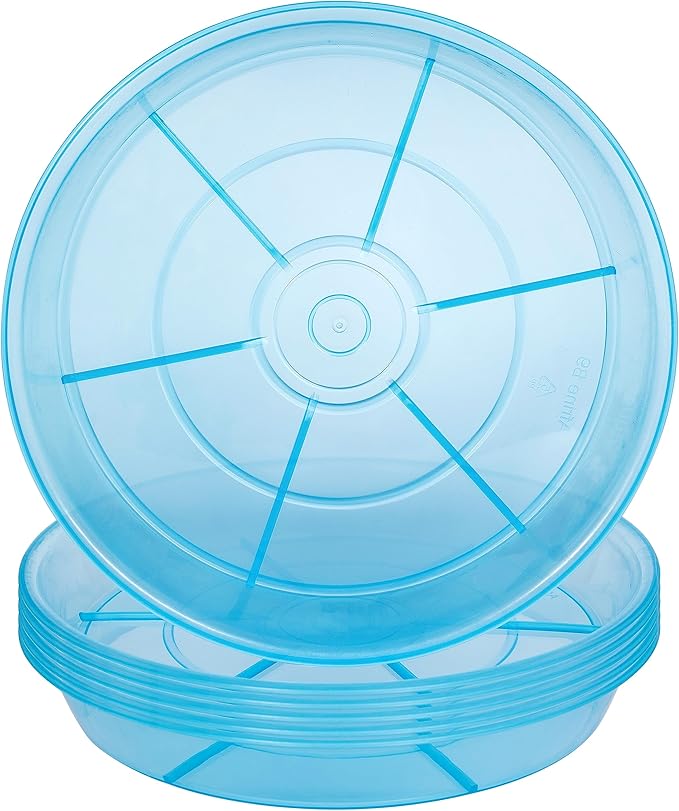 6 Pack Plant Saucer Drip Tray 16 inch, Potting Trays for Plants, Heavy Sturdy Plastic Planter Flower Pot Saucers for Indoor Outdoor Garden, Plant Water Drip Trays for pots (16", Blue)