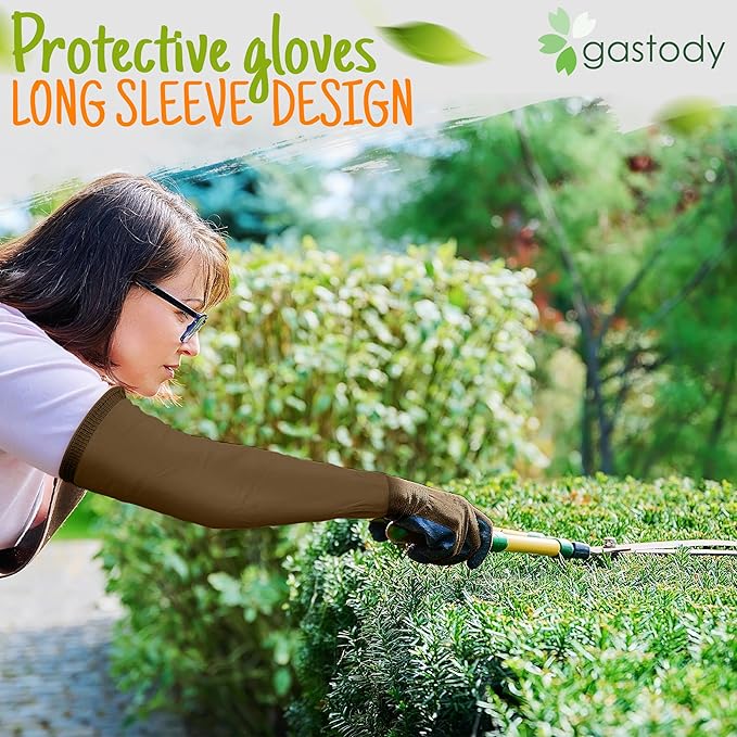 Gastody™ Long Sleeve Gardening Gloves Women and Men - Long Cuff Garden Gloves, Multipurpose Heavy Duty Outdoor and Indoor