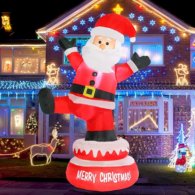 Christmas Inflatables Outdoor Decoration 5 FT High Santa Claus Rotating with LED Lights Christmas Blow Up for Lawn Garden Holiday Party Yard Xmas Decor