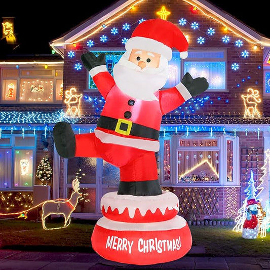 Christmas Inflatables Outdoor Decoration 5 FT High Santa Claus Rotating with LED Lights Christmas Blow Up for Lawn Garden Holiday Party Yard Xmas Decor