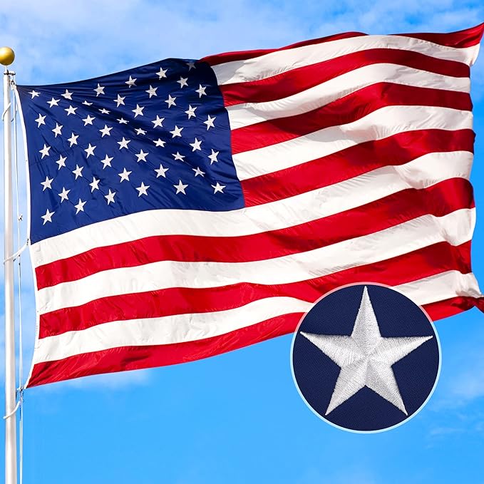 XIFAN Premium American Flag 4x6 Outdoor, Heavy Duty 210D Tough Polyester, Long Lasting US Flags for High Wind Outside with Embroidered Stars, Sewn Stripes, Brass Grommets