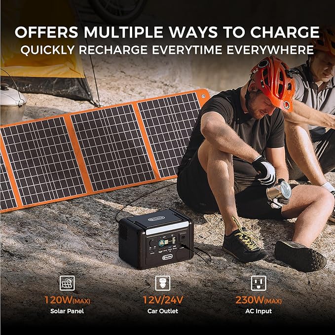 Flashfish T300pro 300W Portable Power Station 230Wh LiFeP04 Battery, 600w Surge, Pure Sine Wave AC Outlets, 100W USB-C PD, 1.2H Fast Recharge, Solar Generator for Camping, Rv, Outdoor &Emergency Use