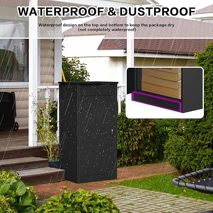 Package Delivery Boxes for Outside,Enlarged Porch Box for Packages with Coded Lock,Large Space,Waterproof,Cold-Rolled Steel Package Lock Box (19.7”x16.1”x41.3”)
