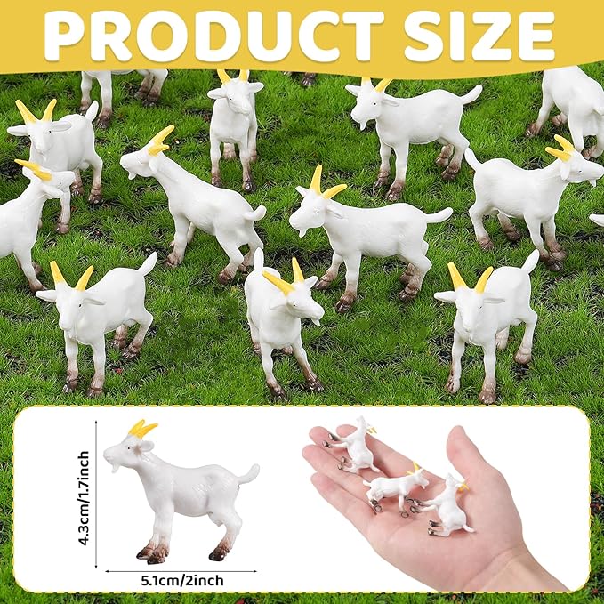 50 Pcs Miniature Goat Figurines Animal Figurines Set Plastic Realistic Mini Resin Lamb for Micro Landscape Fairy Garden Decor DIY Props
