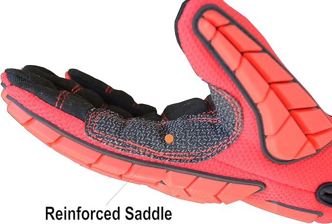 HANDLANDY Anti Vibration Gloves, SBR Padding, TPR Protector, Mechanic Work Gloves (Large, Black)