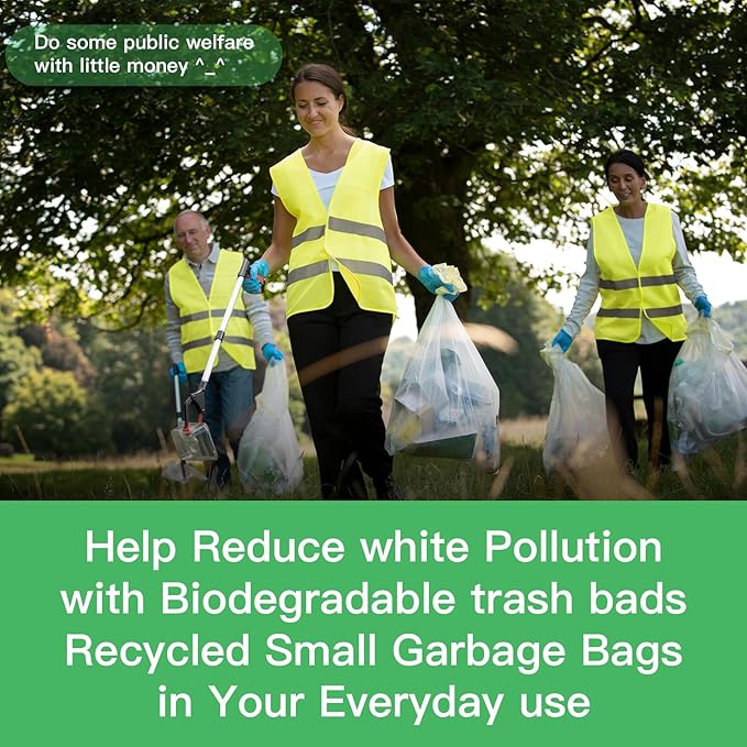 Trash Bags 13+ Gallon Tall-Kitchen - Inwaysin 75 Counts Compostable Garbage Bag Unscented Clear White Bulk Recycled Waste Basket Liners Strong Thick for Bathroom Outdoor Yard Can
