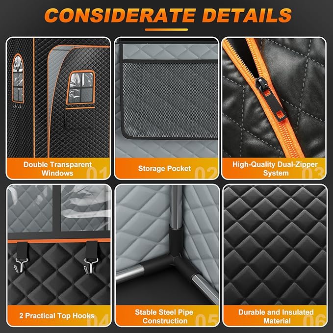 NAIZEA Sauna Box,Upgraded Version Portable Steam Sauna, Portable Saunas for Home with 3L 1200W Steamer, Remote Control, Folding Chair, Full Body Saunas Tent for Relaxation,2.9'x2.9'x5.9'