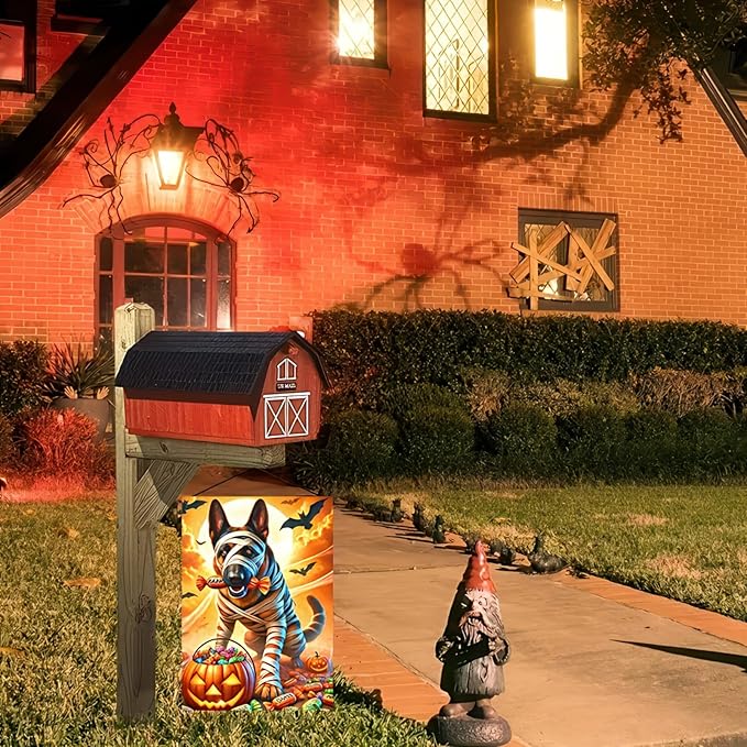 Halloween Garden Flag 12x18 Double Sided - Pumpkin German Shepherd Decorations for Home Outdoor - Dog Yard Flags for Outside