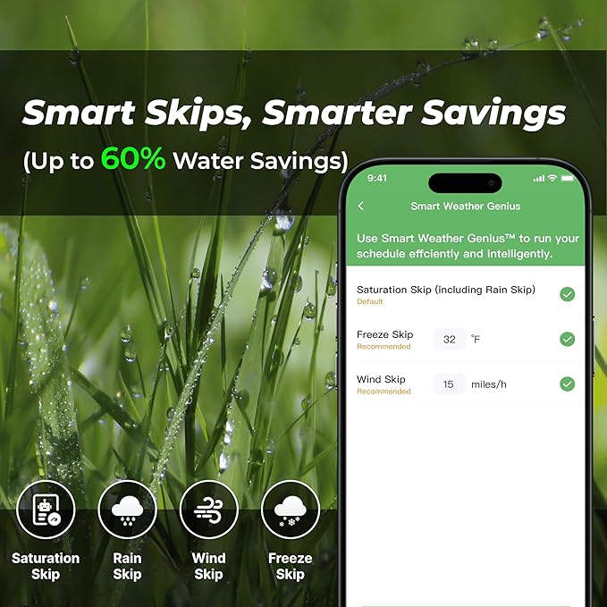 ImoLaza Outdoor Smart Sprinkler Controller, 12-Zone WiFi Irrigation Controller with Hyper-Local Weather, App Remote Control, Works w/ Alexa, Auto Watering, Rain/Freeze/Wind Skip, Smart Fault Detection