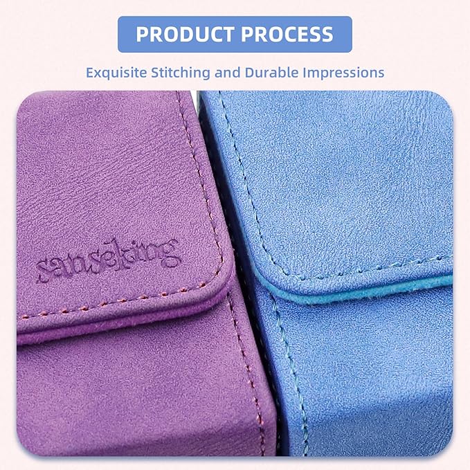 Magic Card Deck Box for MTG Single Deck Card Box fits 100+ TCG Sleeved Cards Soft Leather Card Box Top loading Card Boxes Magic Gift for MTG TCG CCG (Horizontal,Blue)
