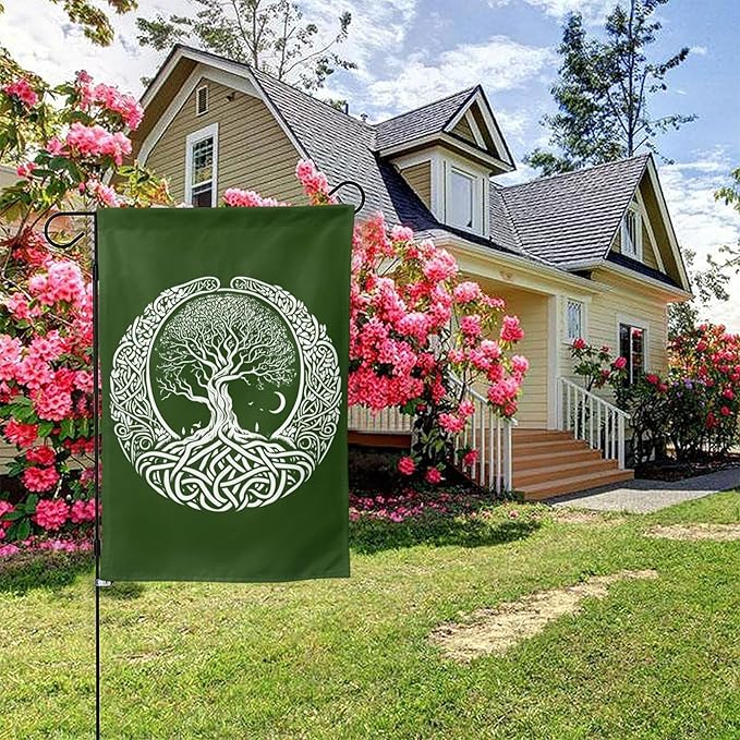 Viking Tree Garden Flag Vertical Double Sided Outdoor Yard Tree Flags 12.5x18 Inch Burlap Banners Vertical Double Sided for Outdoor Decor Lawn