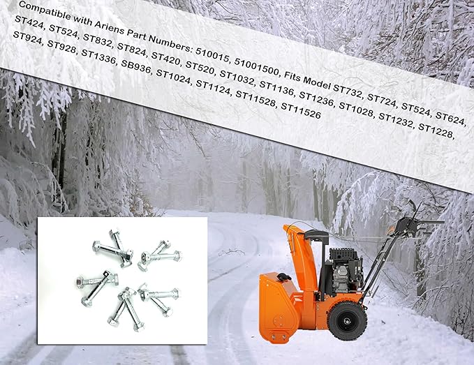 for 53200500 Snow Blower Shear Bolt 10 Pack Replaces 510016 532005 51001600 59071 510016 01036500 1/4" Diameter Fits Compact Two-Stage Snow blowers