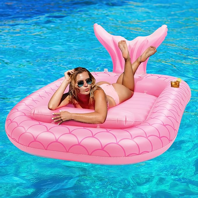 HeySplash Pool Lounger Float for Adult, Inflatable Pool Floats Bed Cooling Contour Lounger Rafts, Water Rafts for Lake, Outdoor Beach Pool Party