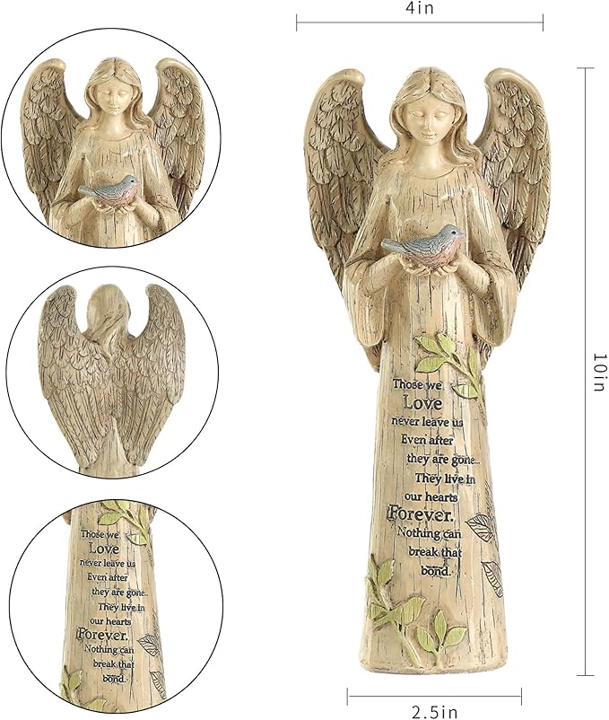 Angel Figurine Garden Angel Statues with Bird Statuary Decoration for Home, Yard & Patio
