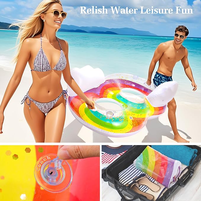 HeySplash Pool Lounger Float for Adult, Inflatable Pool Floats Bed Cooling Contour Lounger Rafts, Water Rafts for Lake, Outdoor Beach Pool Party
