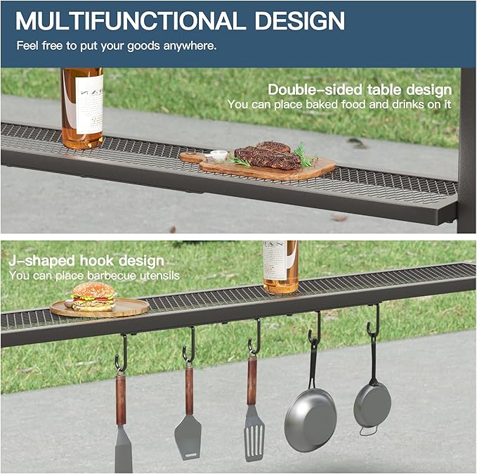 Kullavik 8 x 5 Grill Gazebo,Outdoor BBQ Canopy Shelter with Curved Sunshade Roof,Patio Pavilion with 2 Side Shelves and 5 Side Hooks for Patio Lawn Backyard Garden