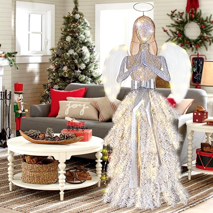 56" Angel with Wings Christmas Decoration for Indoor Outdoor，Christmas Angel Lighted up Decoration The Virgin Mary Law Yard Holiday Lights Display