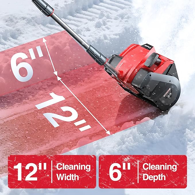 Electric Snow Shovel, 20V Snow Blower Cordless with 2 x 5.0 Ah Batteries and Charger, Battery Powered Throwing Snow Up to 23 Ft, 6 x 12 Inch Cleaning Path Great for Driveway, Steps, Patio, Sidewalk