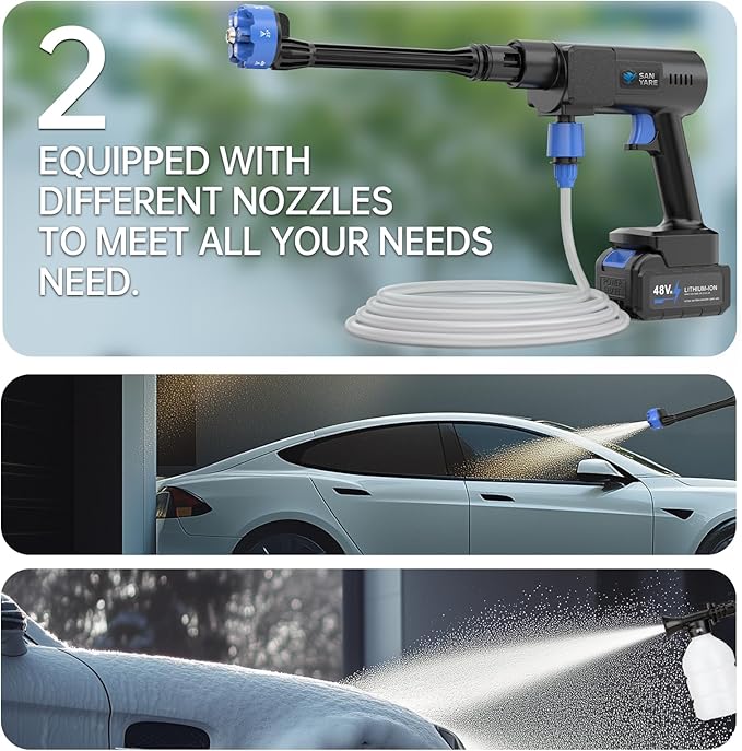 Cordless Pressure Washer,1200PSI Portable Pressure Washer with 2 Rechargeable 20000mAH Battery Power Washer,6 Modes Ajustable Light Duty Tools 6-in-1 Nozzle for Car/Fence/Garden/Floor/Yards