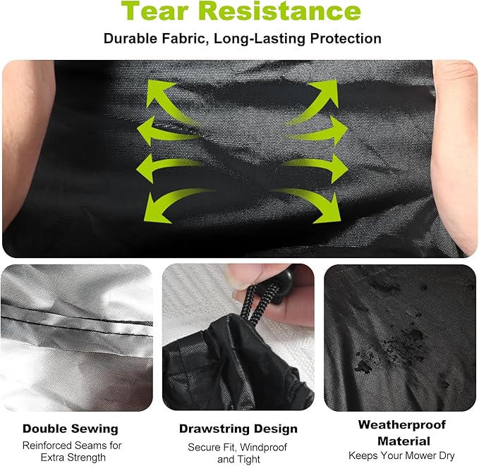 Lawn Mower Cover Compatible with Ryobi, Heavy Duty Lawnmower Covers, Polyester Oxford Push Mower Cover, with Drawstring and Storage Bag, for Dust and Outdoor Protection, Black