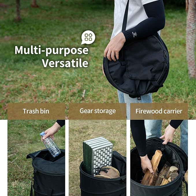 ONETIGRIS Collapsible Trash Can for Camping,12 Gallon Pop up Trash Can with Sorting Clips, Outdoor Collapsible Bin with Lid 600d Oxford Cloth Yard Waste Bags Garden Bag for Camping,Recycling,RV