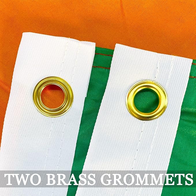 Double Sided Irish Flag 2x3 Outdoor Heavy Duty- 3Ply 240D 4 Rows Stitched- Ireland 2x3 Flag- UV Fade Resistant With Canvas Header & 2 Brass Grommets