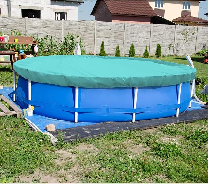 ECOOPTS 12 ft Round Pool Cover for Above Ground Pools, Swimming Pool Cover Protector Winter Safety Cover (Turquoise)