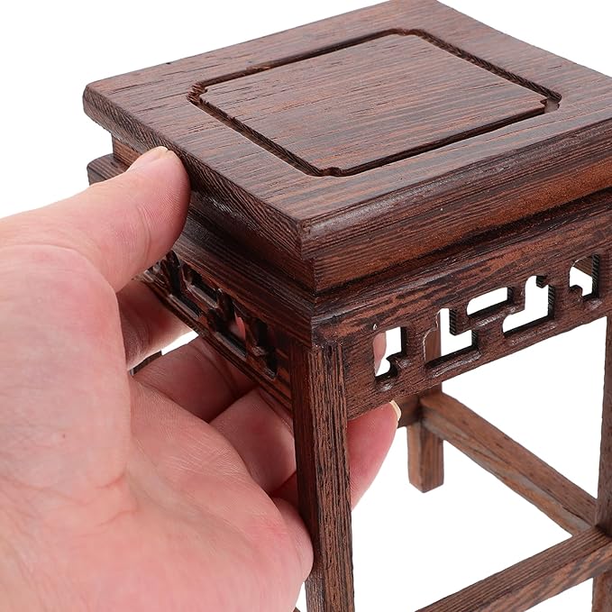 HOMSFOU Indoor Plant Stand Wooden Planter Stand Oriental Planter Stand Plant Holder Stool Chinese Display Pedestal Fishbowl Vase Aquarium Table Lamp Teapot Stand for Home Patio