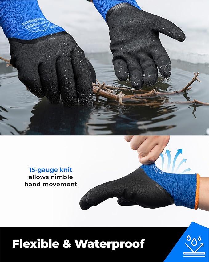 toolant Winter Work Gloves for Men & Women, 3/4 Waterproof Freezer Gloves with Thermal Insulated, Durable, Strong Grip