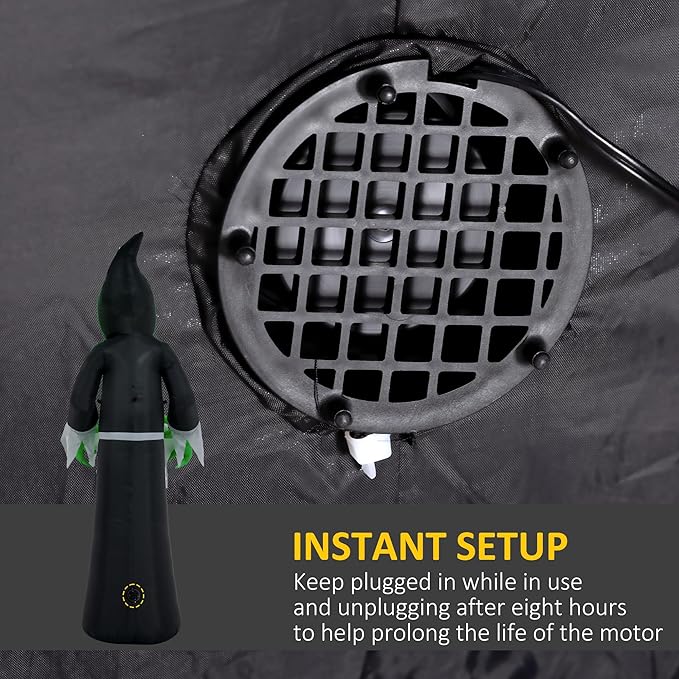 8ft Inflatable Halloween Decoration Mirror Face Ghost, Waterproof Outdoor Decorations, Blow Up LED Yard Decor for Garden, Lawn, Party, Holiday