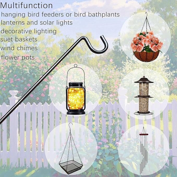 Heavy Duty Railing Deck Bird Feeder Hanger Hook Mount 13 Inch 4 Pack for Bird Feeders,Planters,Plants Flower Suet Baskets,Lanterns,Wind Chimes Holiday Decoration (4 Pack)