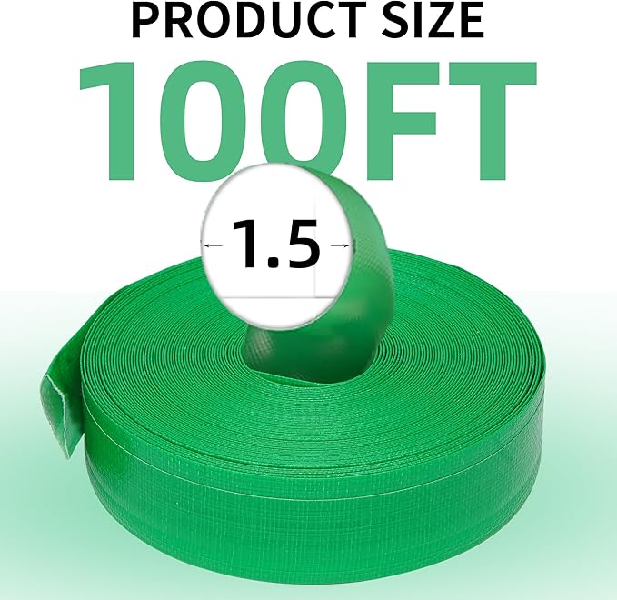 1.5" x 100' Pool Backwash Hose: Pool Drain Hose, Sump Pump Hose with Heavy-Duty 3-Layer, Lightweight, Kink-Resistant for Pool Drain, Irrigation