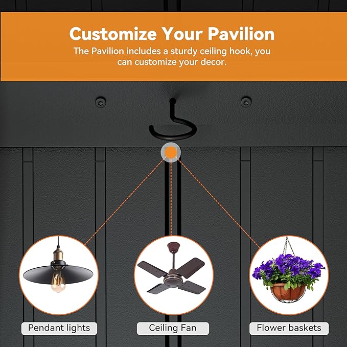 Modern Shade Tranquil Grove Wood Gazebo 12' x 20', Grill Gazebo with Galvanized Steel Roof, Mosquito Netting and Curtains, Permanent Hardtop Pavilion with Sturdy Hooks for Garden, Backyard