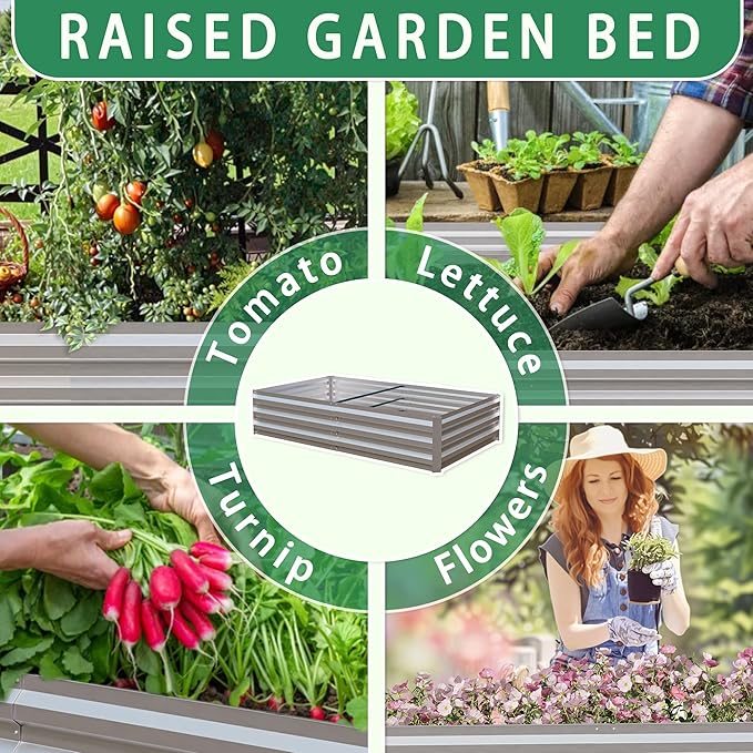 6x3x1 Ft Planter Raised Bed with Cover, Metal Planter Box with Cover, Planters Small Antifreeze Greenhouse Kit for Outdoor Plants, Flower, Galvanized Garden Bed Planter Gardening Supplies