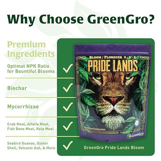 Pride Lands Premium Organic Bloom Fertilizer with NO Fillers, Bigger Buds and Flowers, Brighter Plants with Our Complete Bloom Nutrients, Recharge Soil and Boost Growth with Optimal Blend of NPK, 2 lb