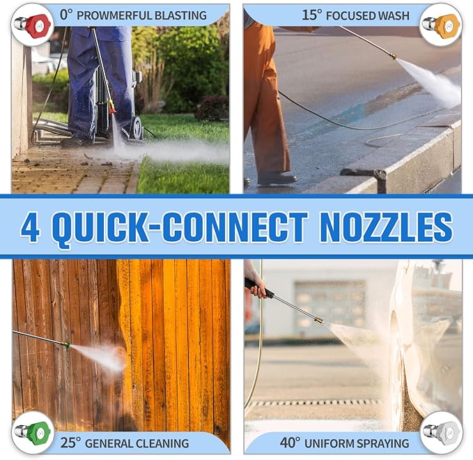 Pressure Washer Power Washer with 25FT Hose,4500PSIIMAX, 4 Quick Connect Nozzle, 500ml Foam Bottle for Car Patio Drive Home Outdoor Cleaning