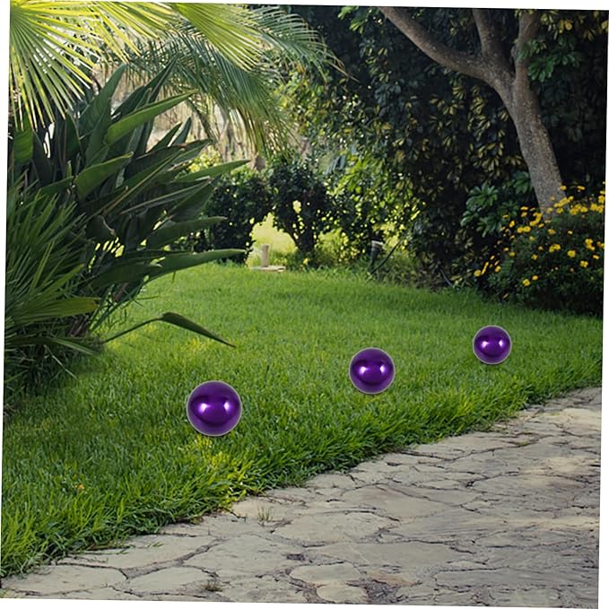 Stainless Steel Purple Gazing Ball - 5 Inch Mirror Reflective Sphere for Garden Decor Eye-Catching Outdoor Ornament