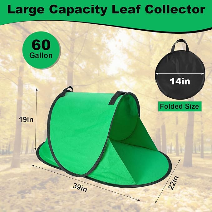 2025 New 60 Gallon Pop-Up Foldable Leaf Collector,Portable LeafBag,600D Oxford Cloth Leaves Pick Up Tool,Thicken Collapsible Leaves Picker Bag,Dustpan-Type Lawn Collector,Reusable Yard Garden Bag