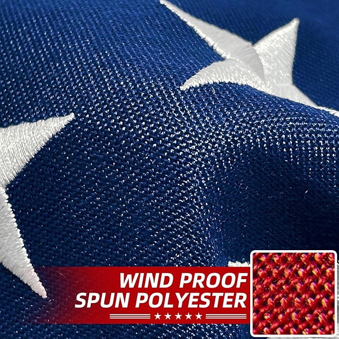 Premium American Flag 4x6 Ft TearProof Series for Outside, Heavy Duty Outdoor，Longest Lasting, Super Tough Fade Resistant Spun Polyester, High Wind US Outdoor Flags Embroidered Stars, Sewn Stripes, Brass Grommets