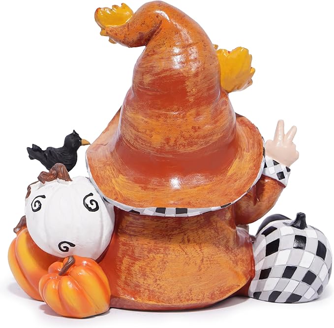 Hodao Fall Thanksgiving Gnome Figurines with Pumpkin, Maple Leaf & Red Bird - 6" Resin Handmade Gnome for Fall Autumn Decorations - Perfect Thanksgiving Home Decor & Gift Idea