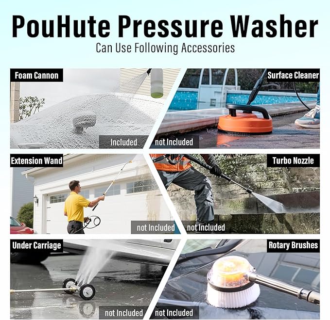 Pressure Washer, Power Washer with nozzles, Connect Nozzles,GFCI Power Cord,Foam Cannon for Cars/Fences/Driveways/Patios/Homes