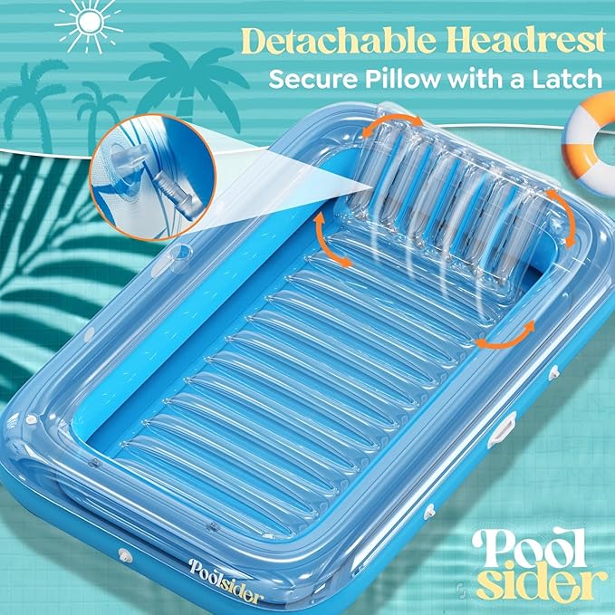 Premium Inflatable Tanning Pool Lounger | Inflatable Tanning Bed for Adults - 4 in 1 Multipurpose Suntan Tub | Pool Floats Adults, Inflatable Pool Float | Tanning Float - Sunbathing Pool Raft