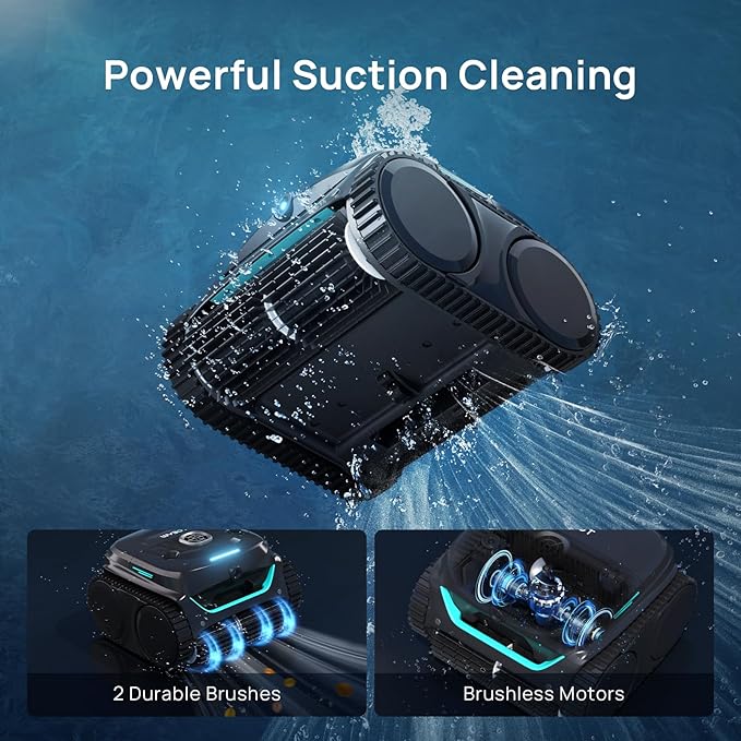 WYBOT C2 Vision AI Camera Cordless Pool Vacuum Robot for inground Pools, 8-in-1 Pool Cleaner, Ultra-fine Filtration, Brushless Motor Powerful Suction, Wall Climbing, Waterline Cleaning, Black Green