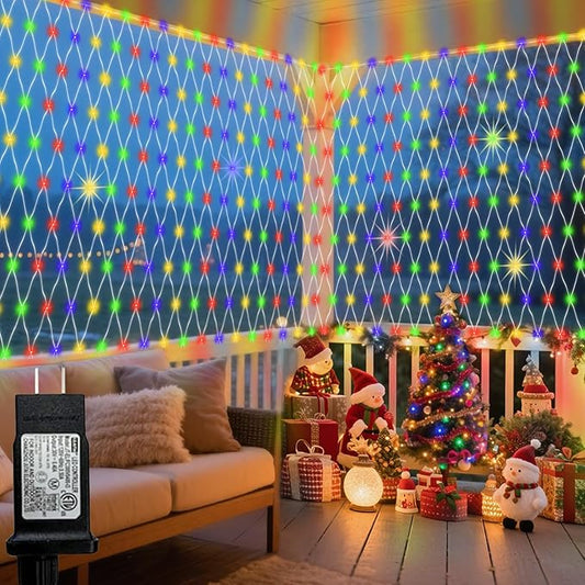 Colorful Net Lights, 360 LED Outdoor Christmas Net Mesh Lights for Bushes 21x5 ft, 8 Modes Waterproof Twinkle String Lights Connectable for Halloween Hedge Yard Garden Party Decor