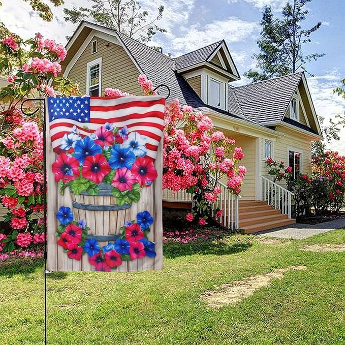 USA Garden Flag Vertical Double Sided Outdoor Yard Flags 12.5x18 Inch Burlap Banners for House Lawn