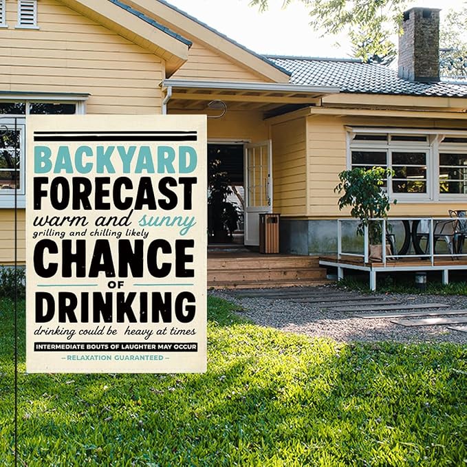 Funny Welcome to Our Backyard Garden Flag Home Farmhouse Holiday Outside Outdoor Lawn Decorations Yard Flag Double Sided 12x18 Inch