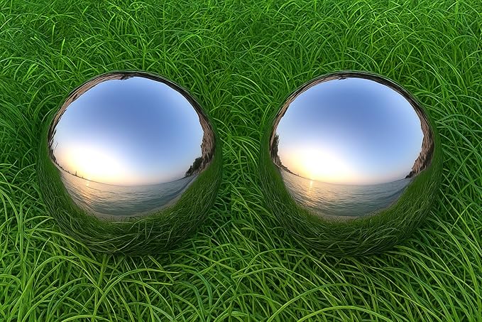 Lulu Decor, 2 pcs - 12 Silver Stainless Steel Gazing Mirror Ball, Smooth Reflective Shiny Garden Decoration Globe (2 Pc)