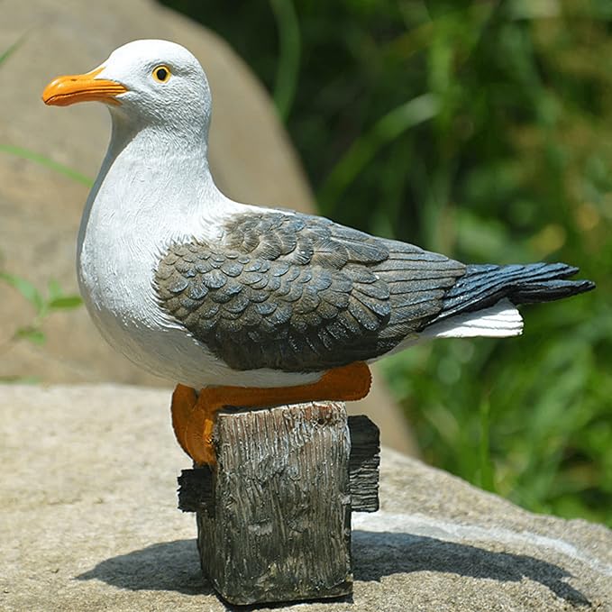 Coolboy Real Seagull Figurine - Garden Bird Statue, Decorations for Home & Outdoor Patio