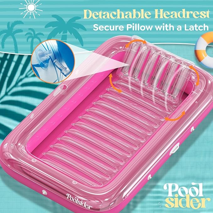 Premium Inflatable Tanning Pool Lounger | Inflatable Tanning Bed for Adults - 4 in 1 Multipurpose Suntan Tub | Pool Floats Adults, Inflatable Pool Float | Tanning Float - Sunbathing Pool Raft