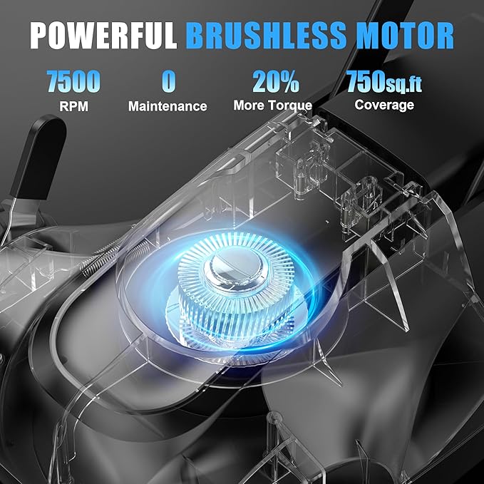 AZZUNO 8.3" Electric Cordless Lawn Mower: 20V Push Brush Cutter with 3-Position Height Adjustment, Brushless Compact Walk Behind Weed Wacker Eater for Small Garden Yard, 3.0Ah Battery and Charger